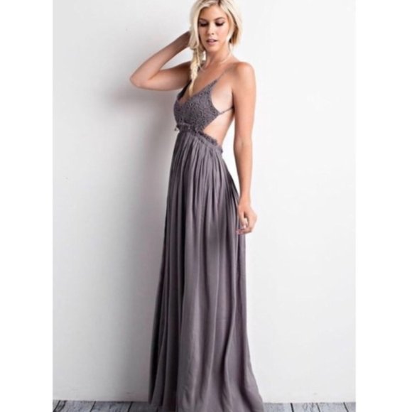 charcoal gray maxi dress